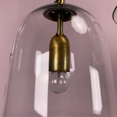 Bell-Shaped Glass Lamps with Brass Frames, 1970s, Set of 4-VQG-962493