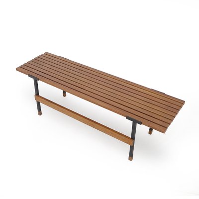 Bench in Black Painted Metal and Wood, 1960s-EZ-1776683