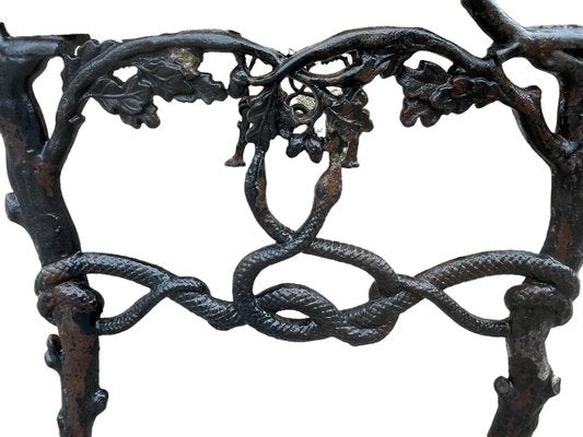 Bench in Cast Iron with Decor of Branches and Snakes, 1900-SDV-1335331