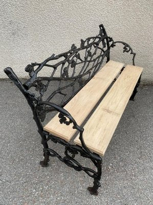 Bench in Cast Iron with Decor of Branches and Snakes, 1900-SDV-1335331