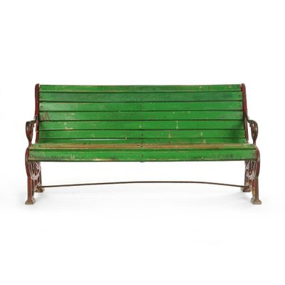 Bench in Wood and Cast Iron with Green Patina, 1940s-NQ-746277