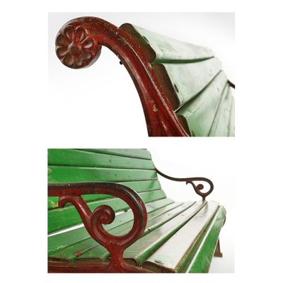 Bench in Wood and Cast Iron with Green Patina, 1940s-NQ-746277