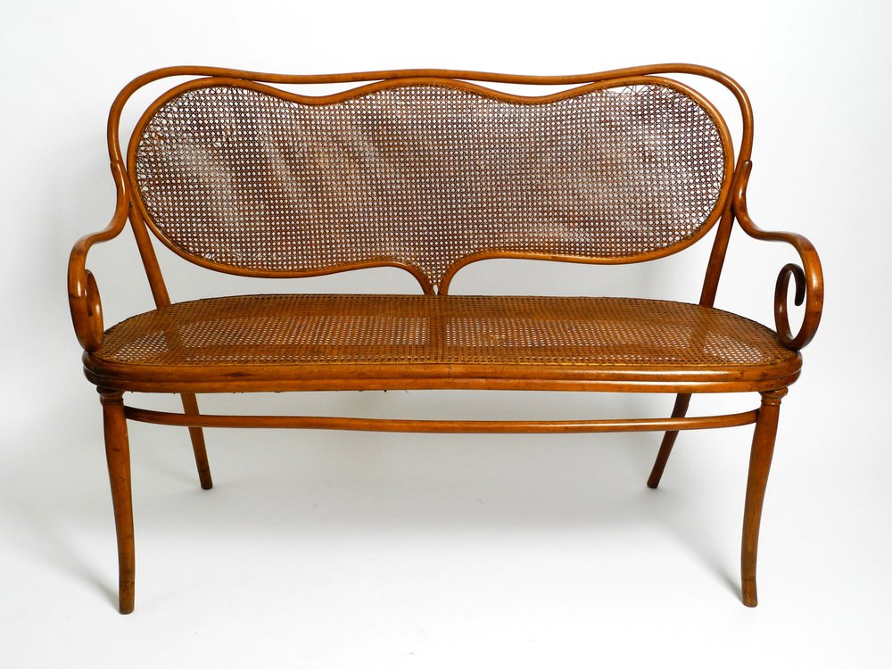 Bench No. 5 in Beech, Plywood and Wickerwork by Thonet Vienna, 1858