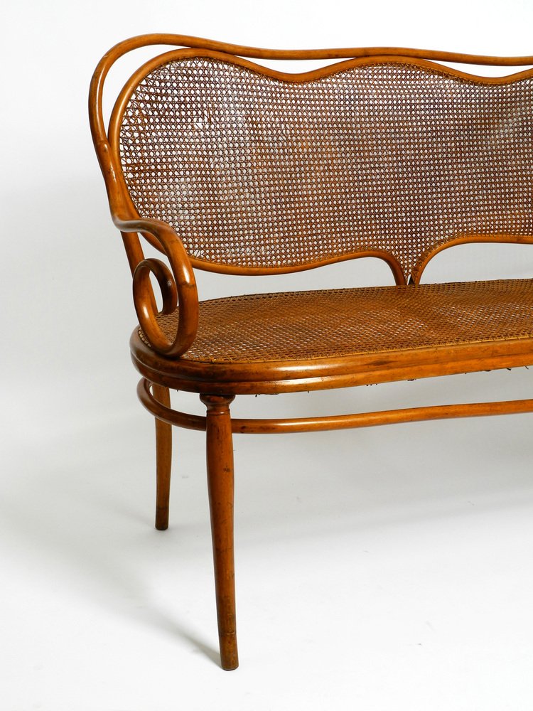 Bench No. 5 in Beech, Plywood and Wickerwork by Thonet Vienna, 1858