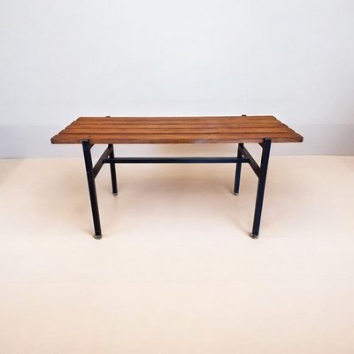 Bench with Teak and Metal Slats, Italy, 1960s-QZZ-2041065