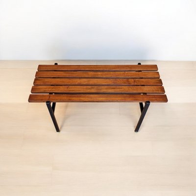 Bench with Teak and Metal Slats, Italy, 1960s-QZZ-2041065