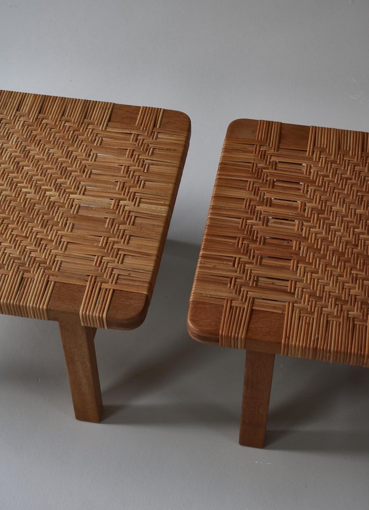 Benches in Oak and Rattan Cane attributed to Børge Mogensen for Fredericia, Denmark, 1967, Set of 2