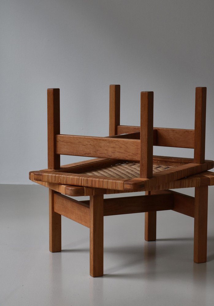 Benches in Oak and Rattan Cane attributed to Børge Mogensen for Fredericia, Denmark, 1967, Set of 2