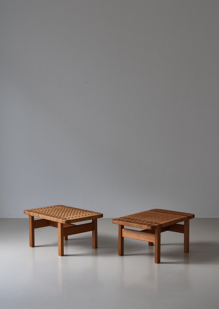 Benches in Oak and Rattan Cane attributed to Børge Mogensen for Fredericia, Denmark, 1967, Set of 2