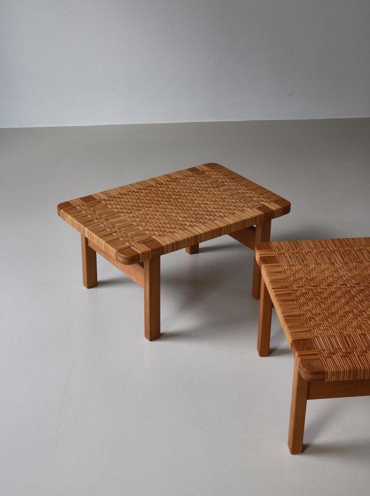 Benches in Oak and Rattan Cane attributed to Børge Mogensen for Fredericia, Denmark, 1967, Set of 2-WRF-1754799