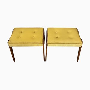 Benches with Cherry Wood Legs and Light Green Velvet, 1960s, Set of 2-XDW-1803355