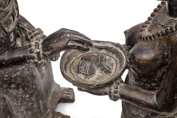 Benin Artist, L'Offrande de Cauris Statues, Bronzes, 1950, Set of 2-JCN-1740585