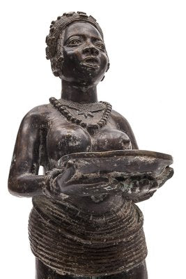 Benin Artist, L'Offrande de Cauris Statues, Bronzes, 1950, Set of 2-JCN-1740585