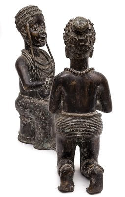 Benin Artist, L'Offrande de Cauris Statues, Bronzes, 1950, Set of 2-JCN-1740585