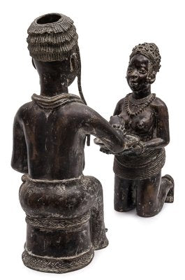 Benin Artist, L'Offrande de Cauris Statues, Bronzes, 1950, Set of 2-JCN-1740585