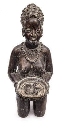 Benin Artist, L'Offrande de Cauris Statues, Bronzes, 1950, Set of 2-JCN-1740585