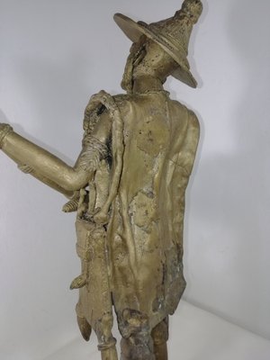 Beninese Brass Sculpture with Musician, 1950s-HNE-1768730