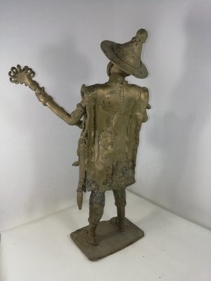 Beninese Brass Sculpture with Musician, 1950s-HNE-1768730