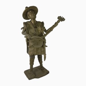 Beninese Brass Sculpture with Musician, 1950s-HNE-1768730