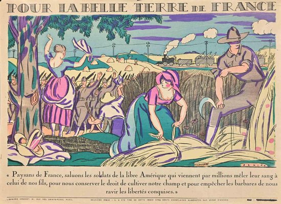 Benito, Pour la Belle Terre de France, Woodcut, Early 20th-Century-ZCI-1260101