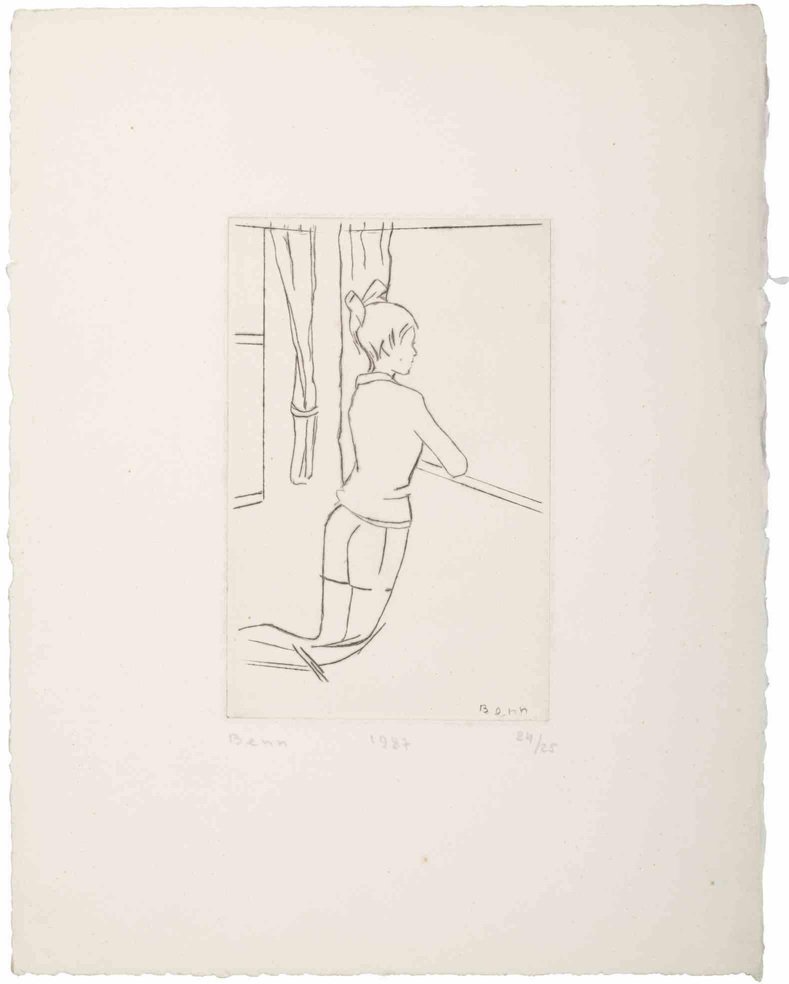 Benn alias Bencjon Rabinowicz, Girl at the Window, Original Etching, 1987