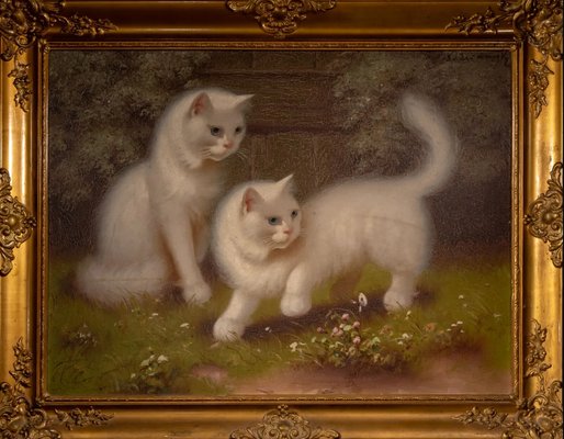 Benő Bolerádszky, Playing Kittens, 1920s, Oil on Canvas-QOR-2026913