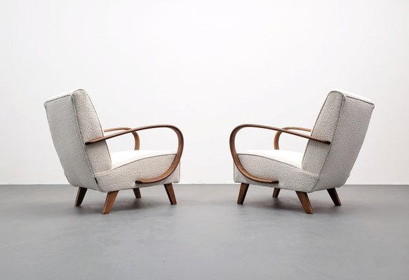 Bentwood Armchair in Ivory Premium Boucle by Jindrich Halabala, 1930-MTQ-2021932