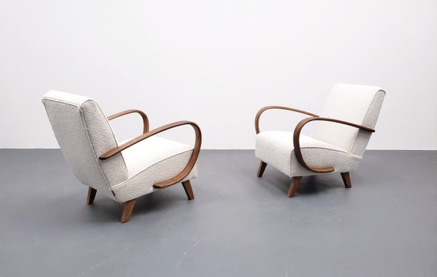 Bentwood Armchair in Ivory Premium Boucle by Jindrich Halabala, 1930-MTQ-2021932