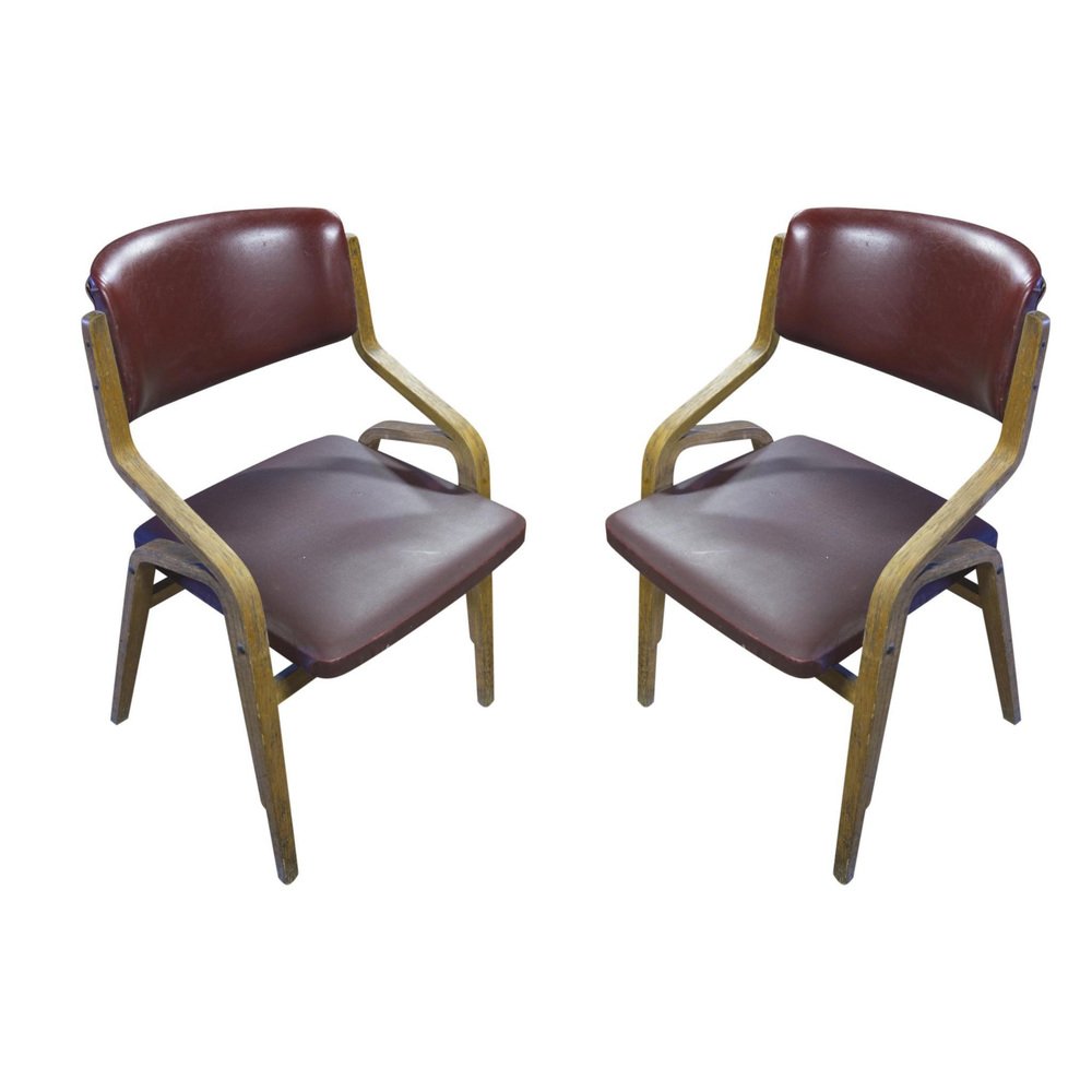 Bentwood Armchairs by Ludvík Volák for Wřevododnik Holešov, 1970s, Set of 2