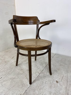 Bentwood Desk Chair with Rattan Seat by Thonet for Ligna, 1900s-DE-1062314