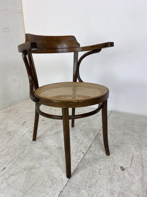 Bentwood Desk Chair with Rattan Seat by Thonet for Ligna, 1900s-DE-1062314