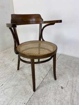 Bentwood Desk Chair with Rattan Seat by Thonet for Ligna, 1900s-DE-1062314