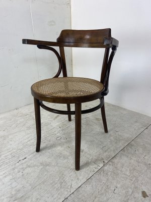 Bentwood Desk Chair with Rattan Seat by Thonet for Ligna, 1900s-DE-1062314