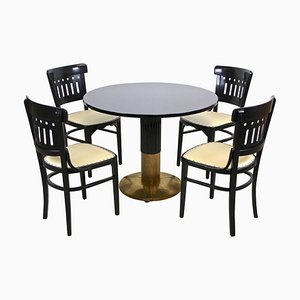 Bentwood Dining Table and Chairs by Otto Wagner for Thonet, Austria, 1910s, Set of 5-TQA-1322360