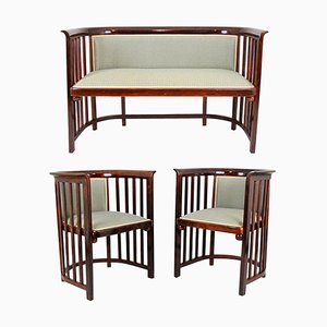 Bentwood Sofa and Chairs by Josef Hoffmann for J&J Kohn, Transxion 1903, Set of 3-TQA-1322240