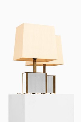 Bergboms Table Lamps in Brass, Mirrored Glass and Silk Shades, 1970s, Set of 2-SC-2039390