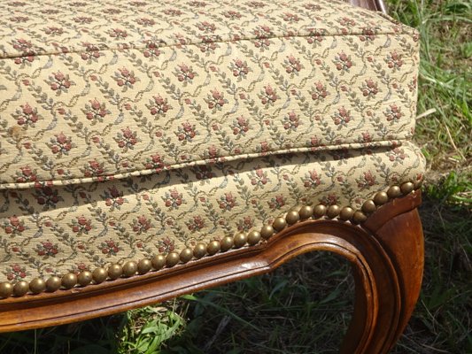 Bergere Armchairs in Walnut and Fabrics, 1940s, Set of 2-ABK-2032010