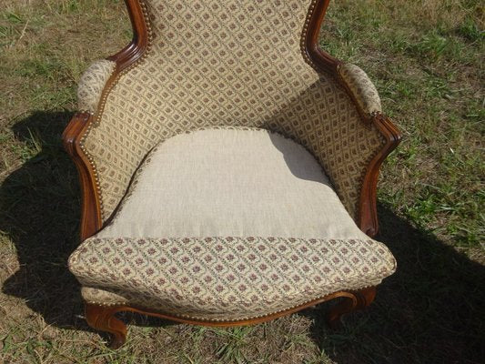 Bergere Armchairs in Walnut and Fabrics, 1940s, Set of 2-ABK-2032010