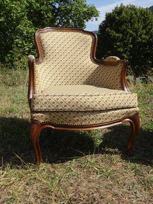 Bergere Armchairs in Walnut and Fabrics, 1940s, Set of 2-ABK-2032010