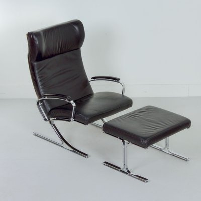 Berlin Lounge Chair with Footstool by Meinhard Gerkan for Walter Knoll, 1970s, Set of 2-ZT-1297600