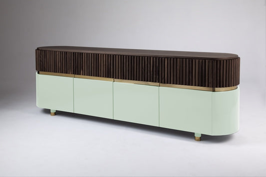 Berlin Sideboard in Jade and Natural Walnut by Dooq Details