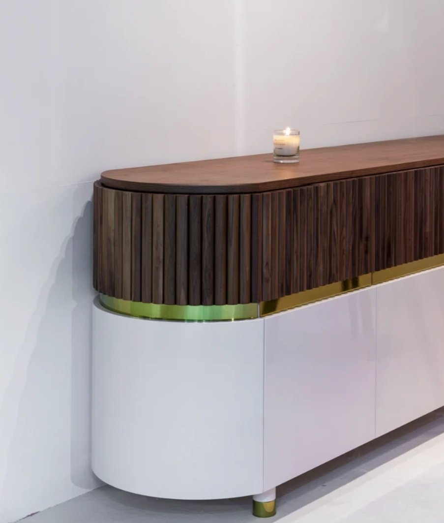 Berlin Sideboard in Taupe and Natural Walnut by Dooq Details