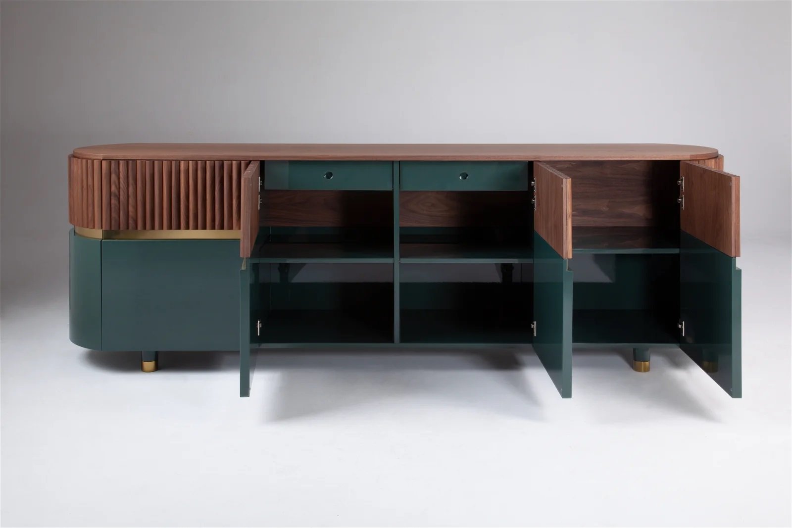 Berlin Sideboard in Taupe and Natural Walnut by Dooq Details