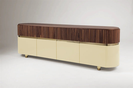 Berlin Sideboard in Yellow Sun and Natural Walnut by Dooq Details