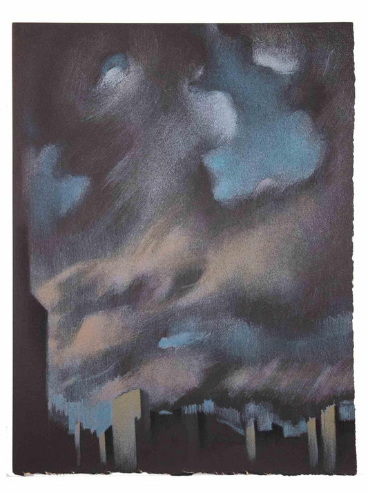 Bernadette Kelly, Urban Landscape with Clouds, Mixed Media, 1980s