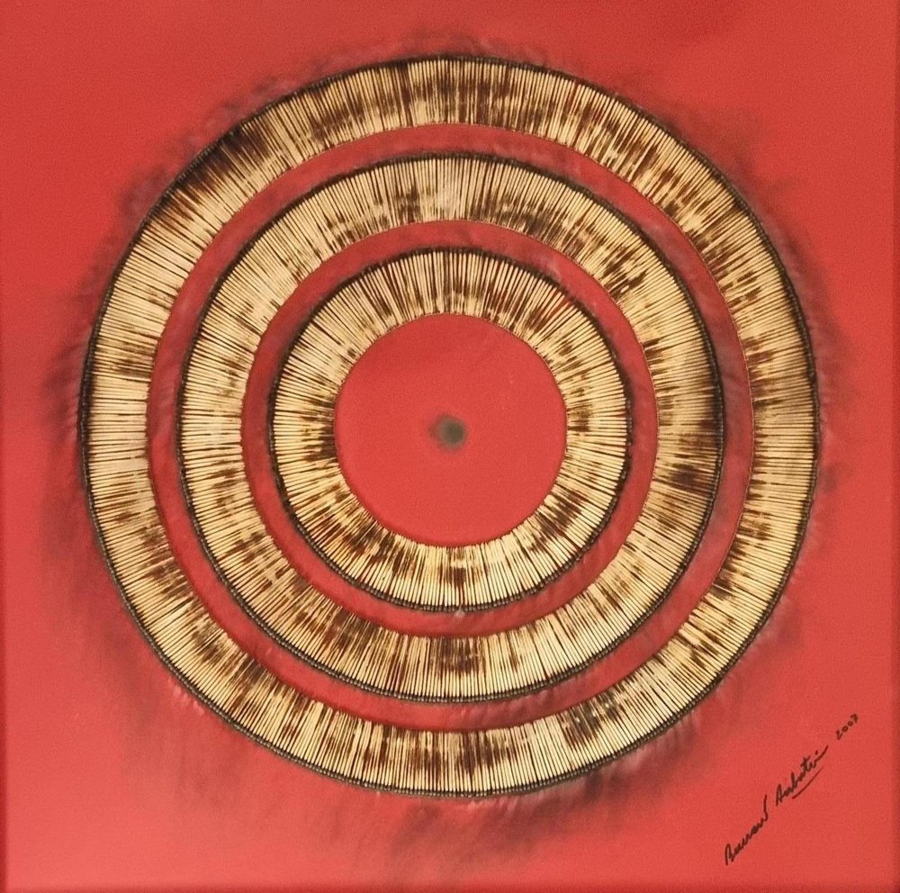 Bernard Aubertin, Dessin de Feu Sur Table Rouge, 2007, Painting