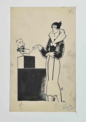 Bernard Bécan, Election Day, Original China Ink, Early 20th-Century-ZCI-1297886