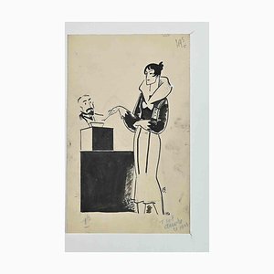 Bernard Bécan, Election Day, Original China Ink, Early 20th-Century-ZCI-1297886