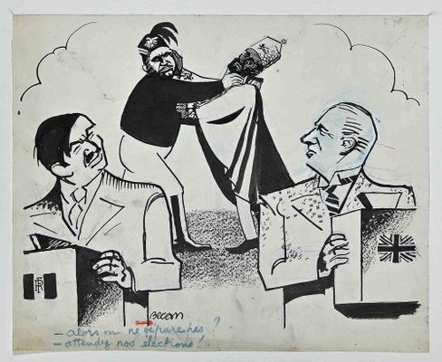 Bernard Bécan, France and Great Britain, Original China Ink, Mid 20th-Century-ZCI-1297888