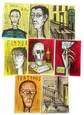 Bernard Buffet, Fantomas Series, 1967, Lithographs, Set of 9-ICD-1361116